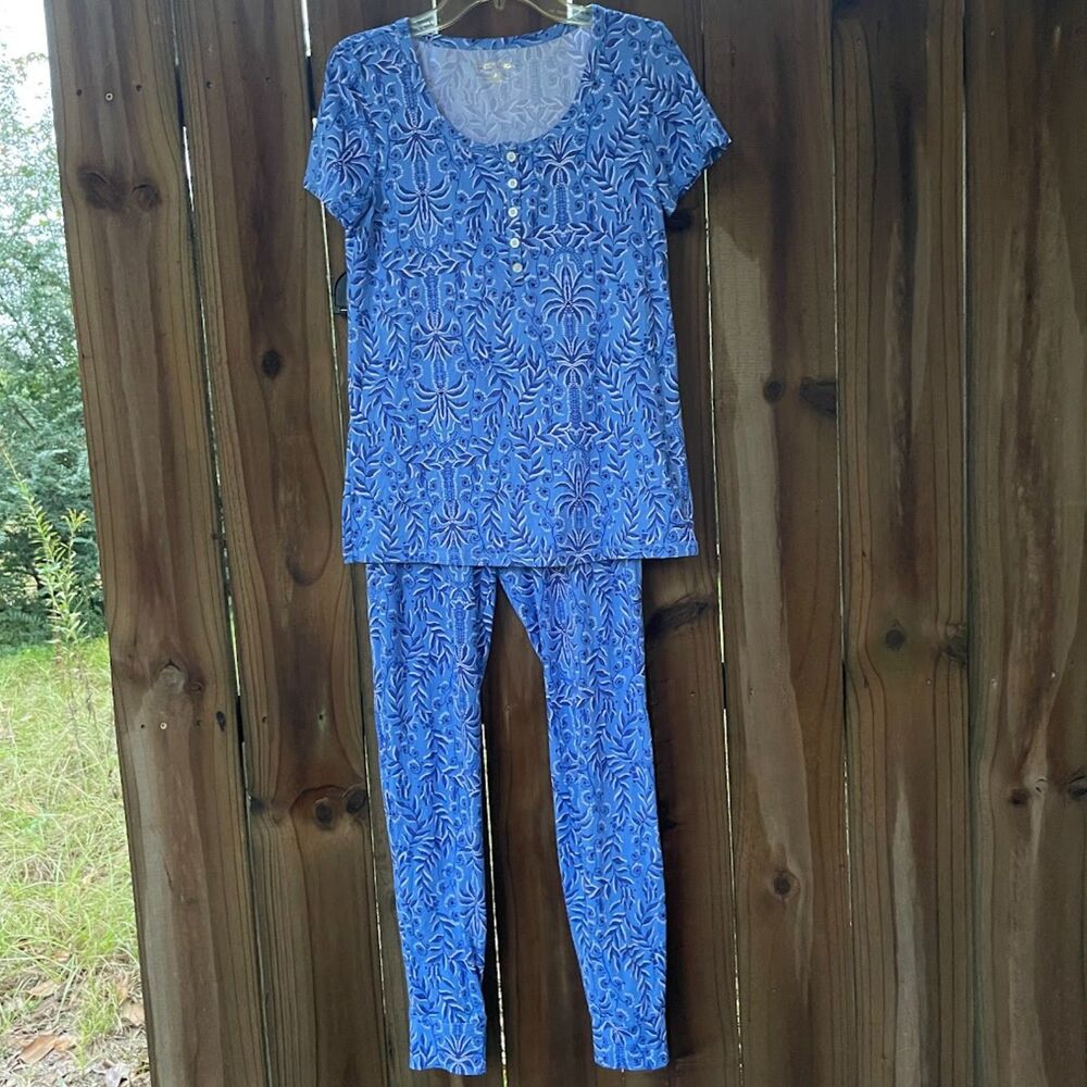 LILLY PULITZER Henley TOP Pajama SET XXS Abaco Blue Have it Both Rays NWOT